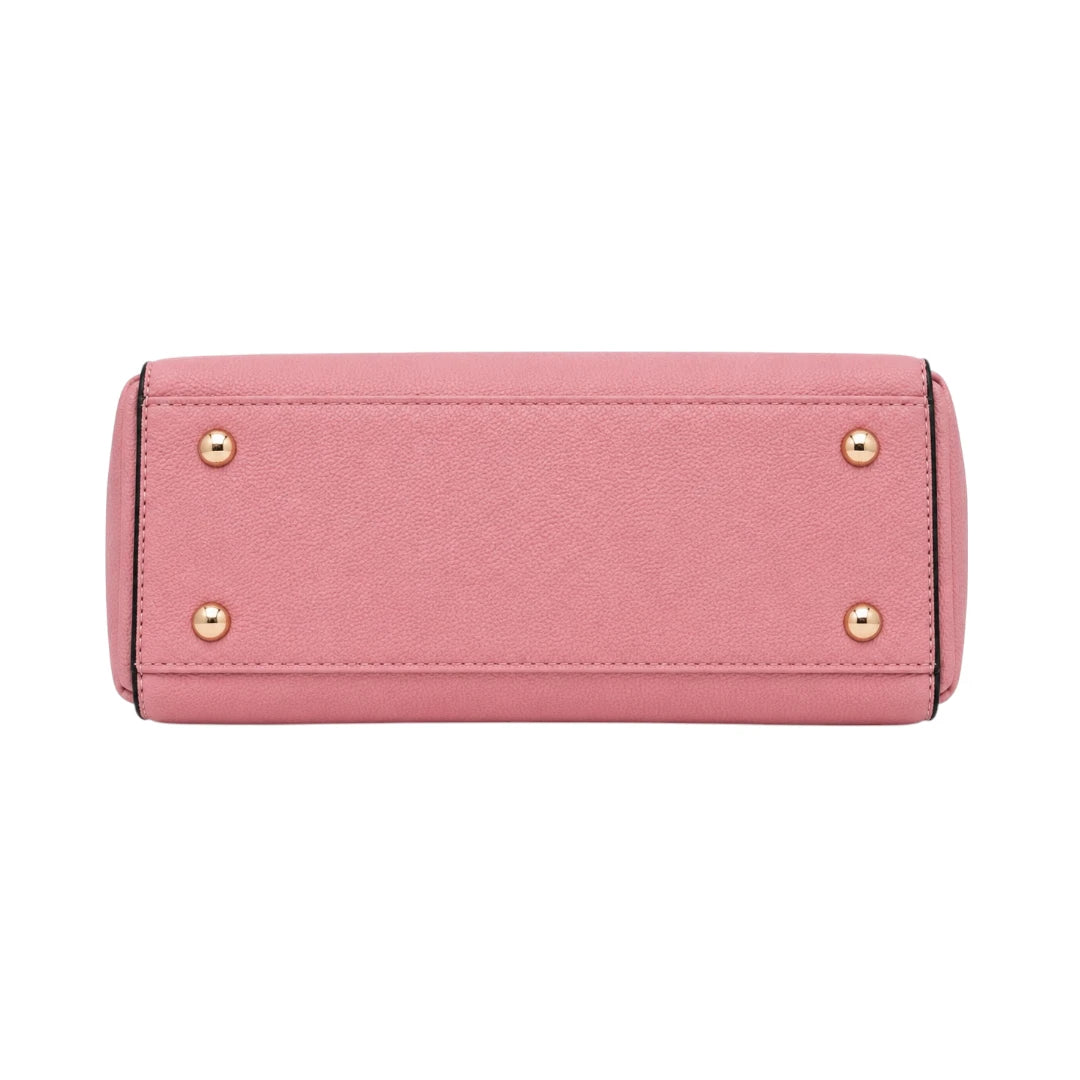 Vaset Premium Pink Leather Handbag with Triple Pom Charm for Women