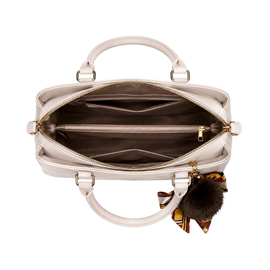 Vaset Elegant White Leather Handbag for Women