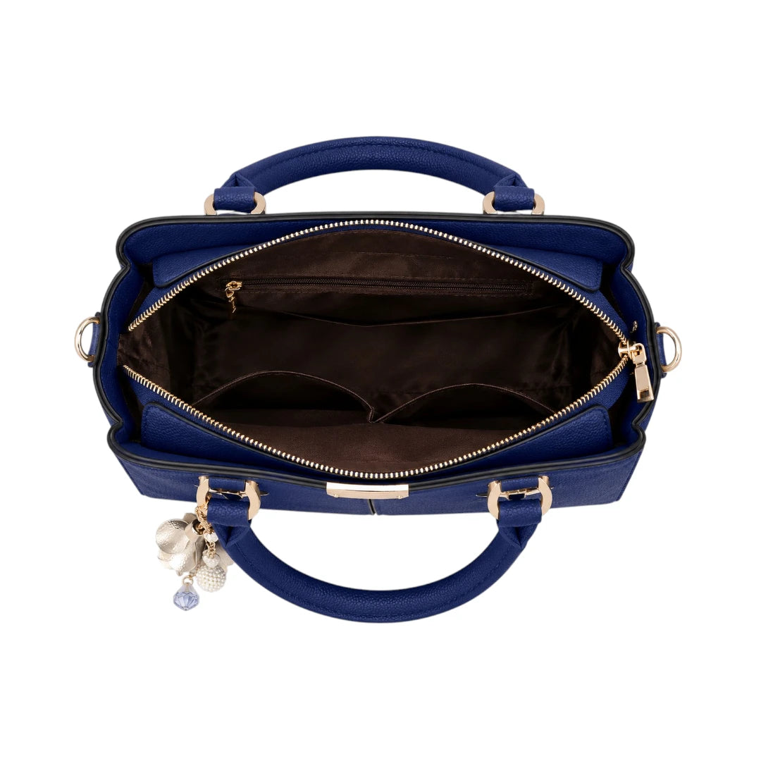 Vaset Premium Blue Leather Handbag with Luxury Charm for Women