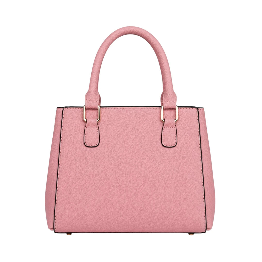 Vaset Premium Pink Leather Handbag with Triple Pom Charm for Women